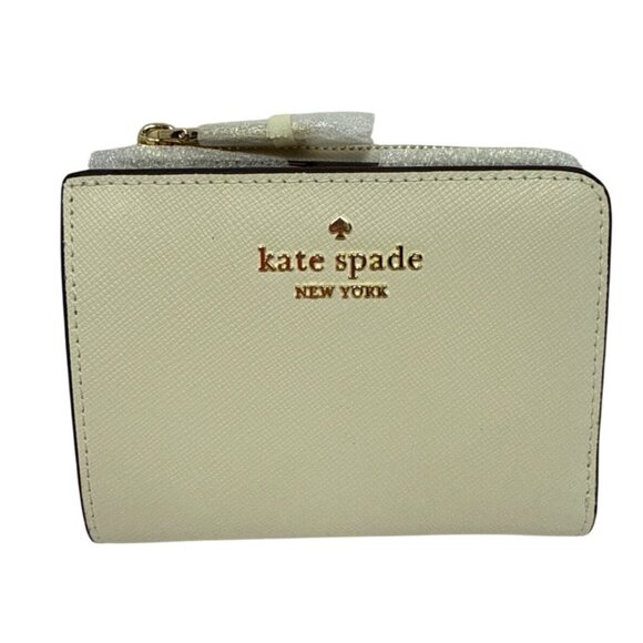 Kate Spade Madison Wallet Ivory Meringue L-Zip Saffiano Leather Card Slots NEW - Picture 1 of 8